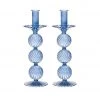 Kim Seybert Iris Tall Candle Holder In Cadet, Set Of 2 In A Box