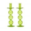 Kim Seybert Iris Tall Candle Holder In Green, Set Of 2 In A Box