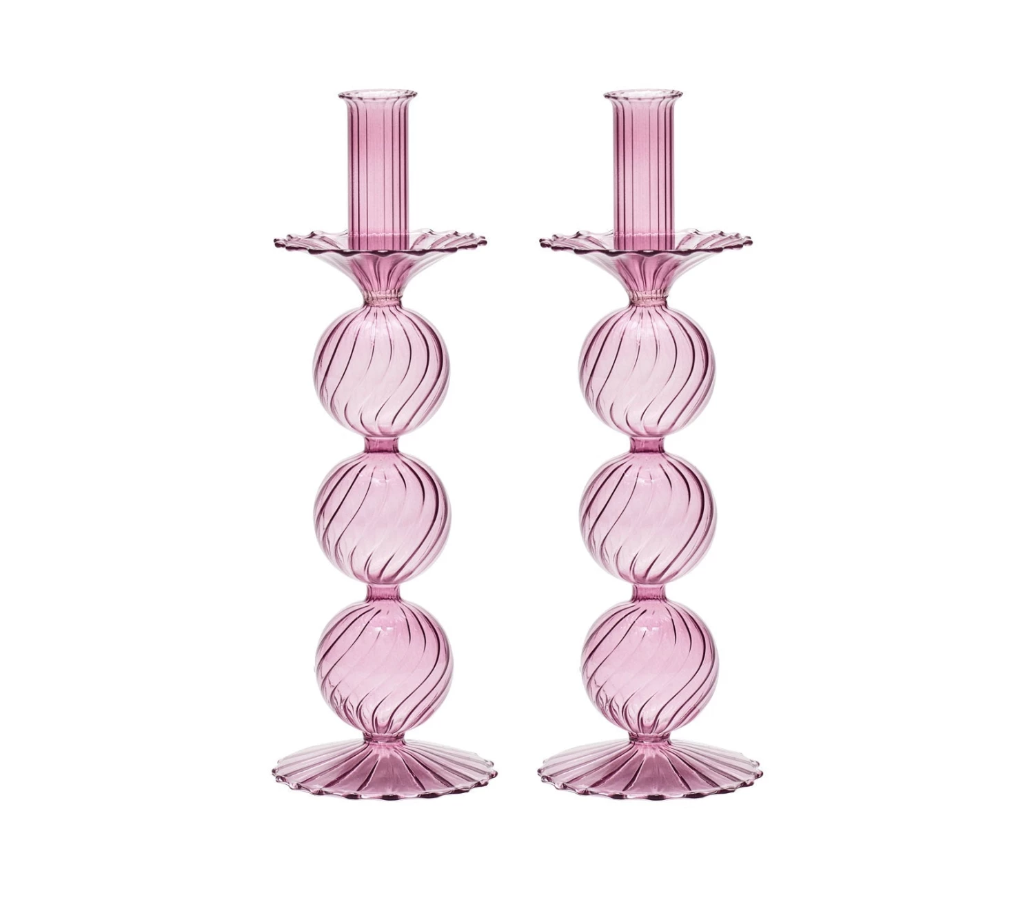 Kim Seybert Iris Tall Candle Holder In Lavender, Set Of 2 In A Box Home Decor