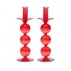 Kim Seybert, Inc. Iris Tall Candle Holder In Red, Set Of 2 In A Box