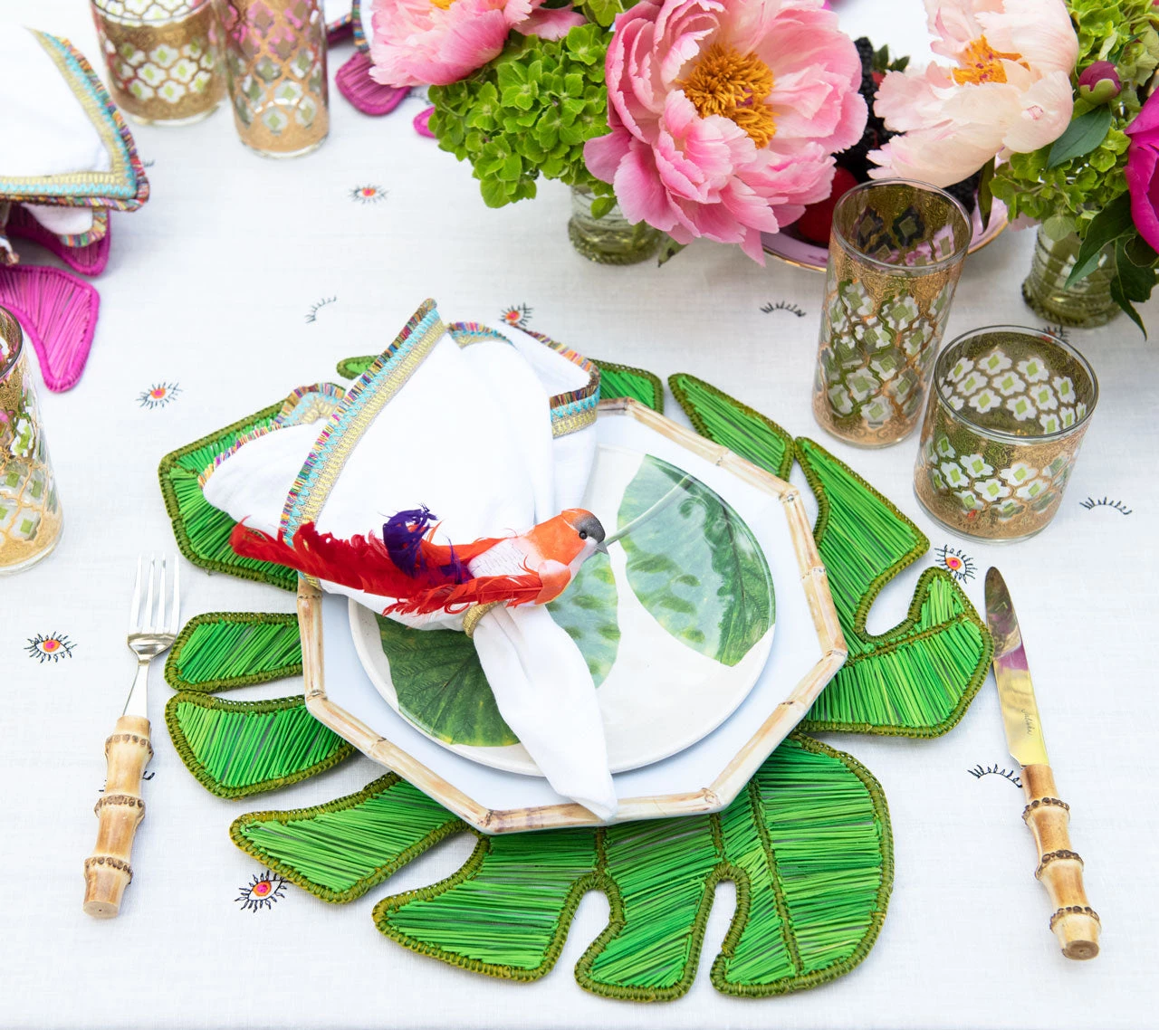 Kim Seybert Palm Leaf Placemat In Green, Set Of 4 Placemats