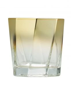 Kim Seybert Glassware Helix Double Old Fashioned In Gold, Set Of 4