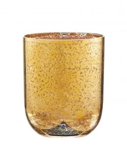Kim Seybert Glassware Crackle Double Old Fashioned In Gold, Set Of 4