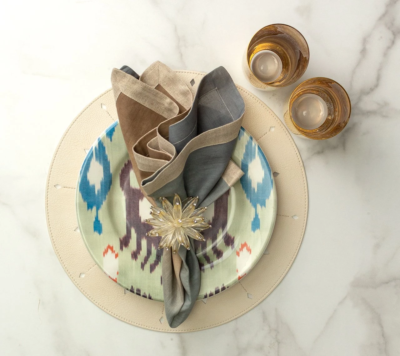 Kim Seybert Constellation Napkin Ring In Champagne & Crystal, Set Of 4 Napkin Rings