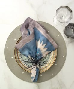 Kim Seybert Foliage Napkin In Blue & Gray, Set Of 4 Napkins