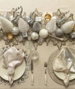 Kim Seybert Snowflake Napkin Rings In Silver & Gold, Set Of 4 In A Gift Box