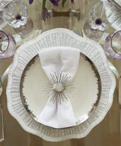 Kim Seybert, Inc. Napkins Tapered Seersucker Napkin In White, Set Of 4