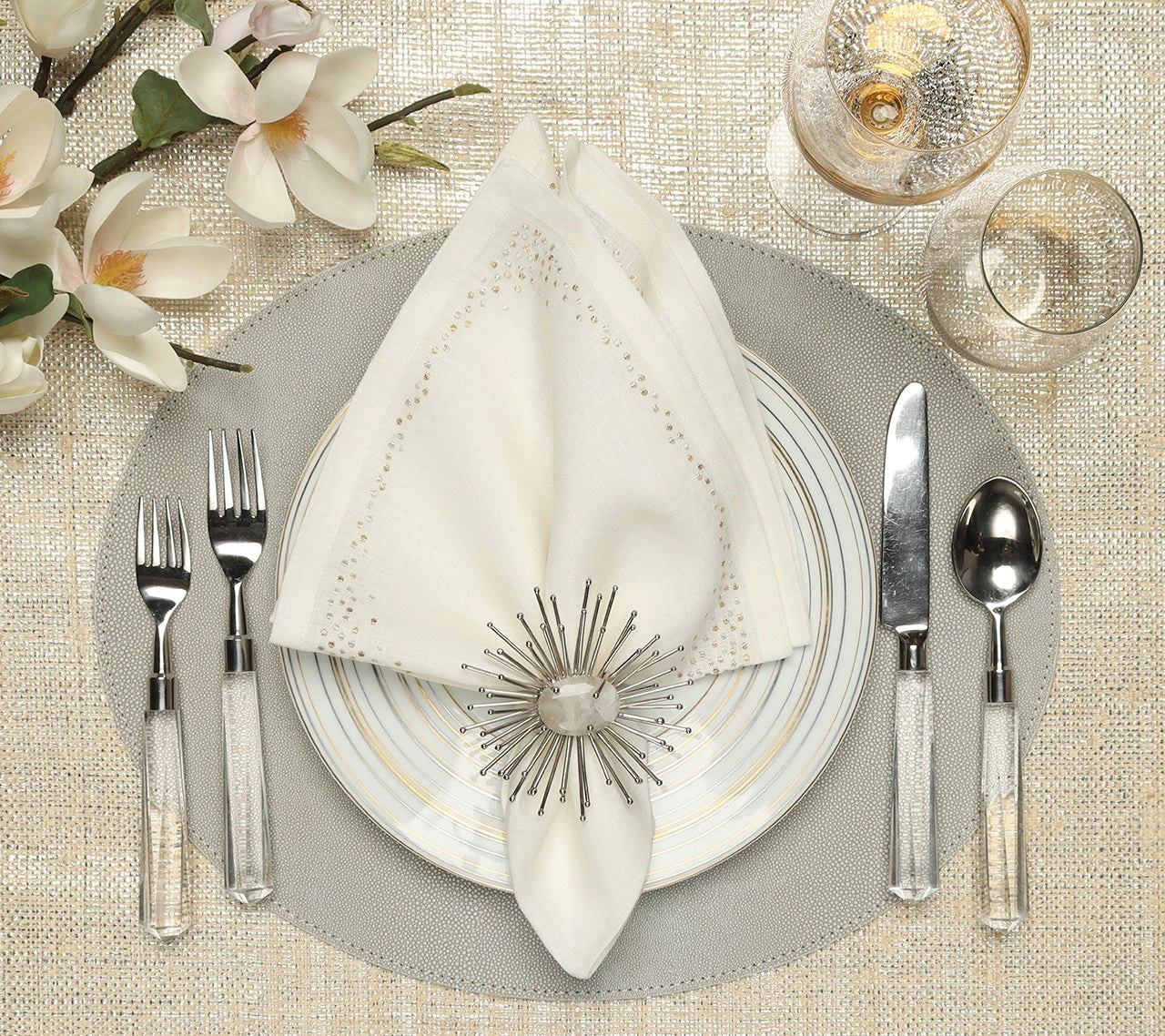 Kim Seybert Placemats Oval Shagreen Placemat In Elephant, Set Of 4