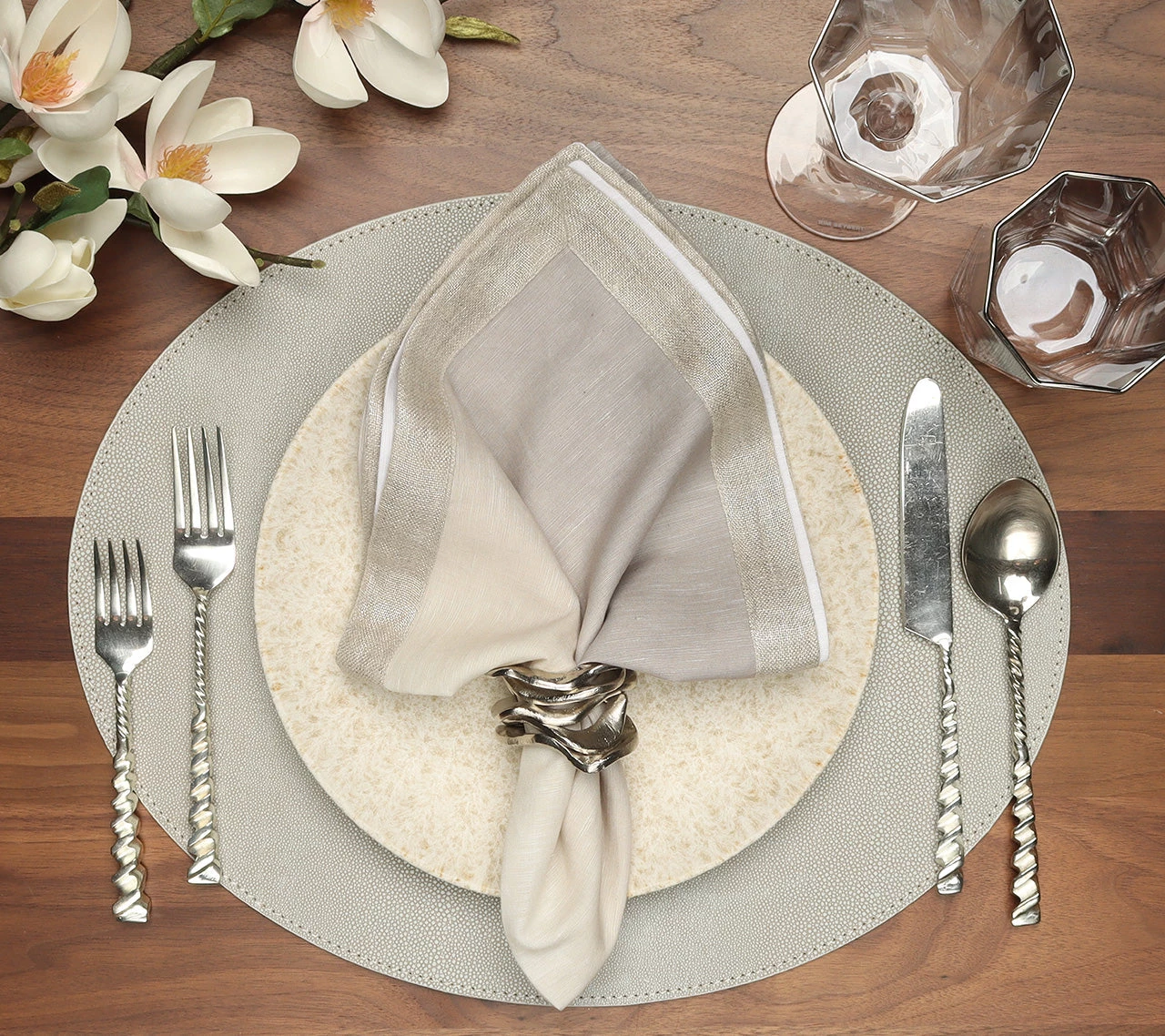 Kim Seybert Placemats Oval Shagreen Placemat In Elephant, Set Of 4