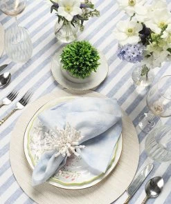Kim Seybert Tablecloths Linea Tablecloth In White & Blue