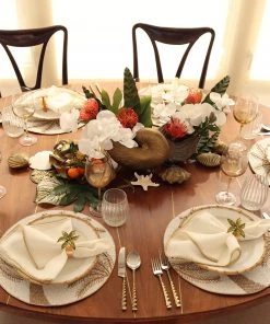 Kim Seybert Palm Coast Placemat In Ivory & Natural & Gold, Set Of 2