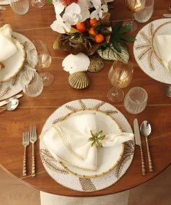 Kim Seybert Crochet Edge Napkin In White & Silver, Set Of 4