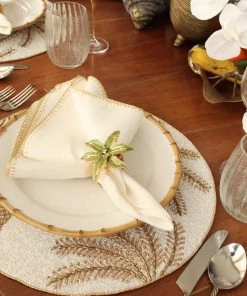 Kim Seybert Palm Coast Placemat In Ivory & Natural & Gold, Set Of 2