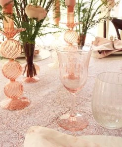 Kim Seybert Home Decor Iris Tall Candle Holder In Blush, Set Of 2 In A Box