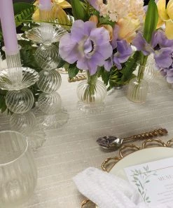 Kim Seybert, Inc. Bella Short Candle Holder In Clear, Set Of 2 In A Box Home Decor