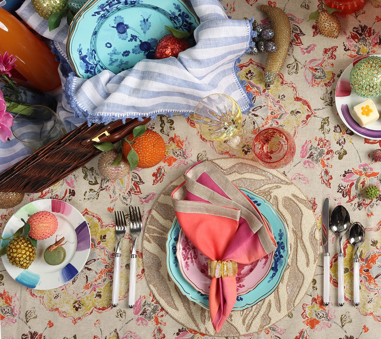 Kim Seybert Napkins Dip Dye Napkin In Fuchsia And Orange, Set Of 4