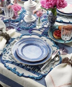 Kim Seybert Toile Placemat In White & Navy, Set Of 2 Placemats