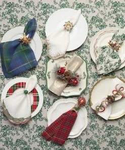 Kim Seybert Ella Tablecloth In Ivory & Green