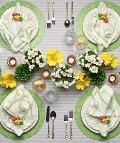 Kim Seybert Filament Napkin In White & Yellow & Green, Set Of 4