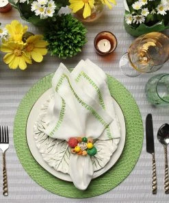 Kim Seybert Filament Napkin In White & Yellow & Green, Set Of 4