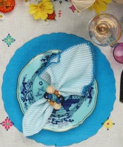 Kim Seybert Napkins Seersucker Napkin In Seafoam & Blue, Set Of 4