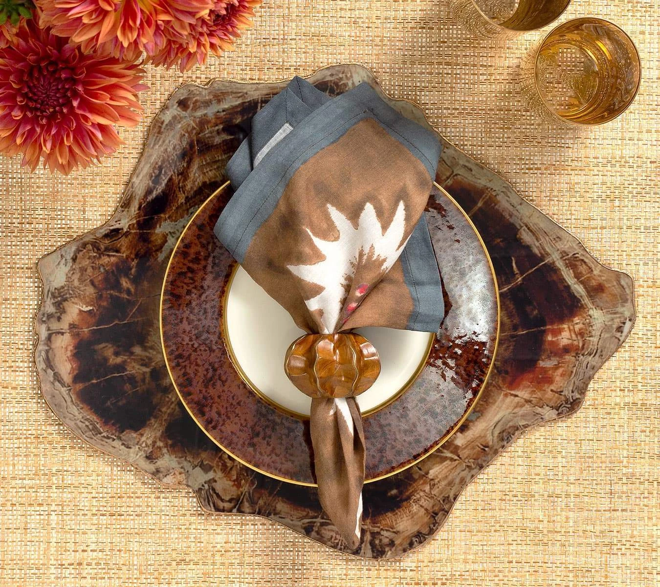 Kim Seybert Napkins Foliage Napkin In Beige, Taupe & Gray, Set Of 4