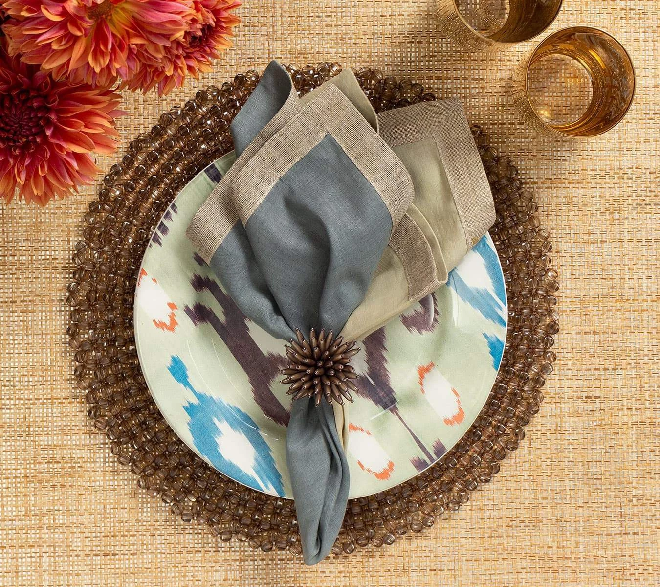 Kim Seybert Spoke Napkin Ring In Taupe, Set Of 4