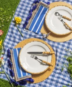 Kim Seybert Check Tablecloth In Blue & Green