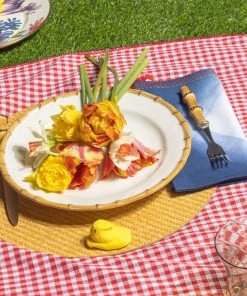 Kim Seybert Tablecloths Check Tablecloth In Red & Navy