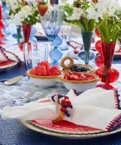 Kim Seybert Napkin Rings Poppy Napkin Ring In Red, White & Blue, Set Of 4