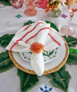 Kim Seybert Zinnia Napkin Ring In Pink & Orange, Set Of 4 Napkin Rings