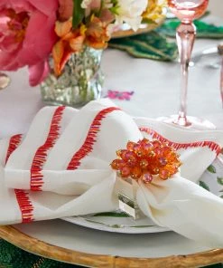 Kim Seybert Napkins Filament Napkin In White & Pink & Orange, Set Of 4