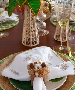 Kim Seybert Napkin Rings Java Napkin Ring In Natural & Brown, Set Of 4