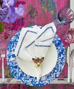 Kim Seybert Splash Placemat In White & Blue, Set Of 4