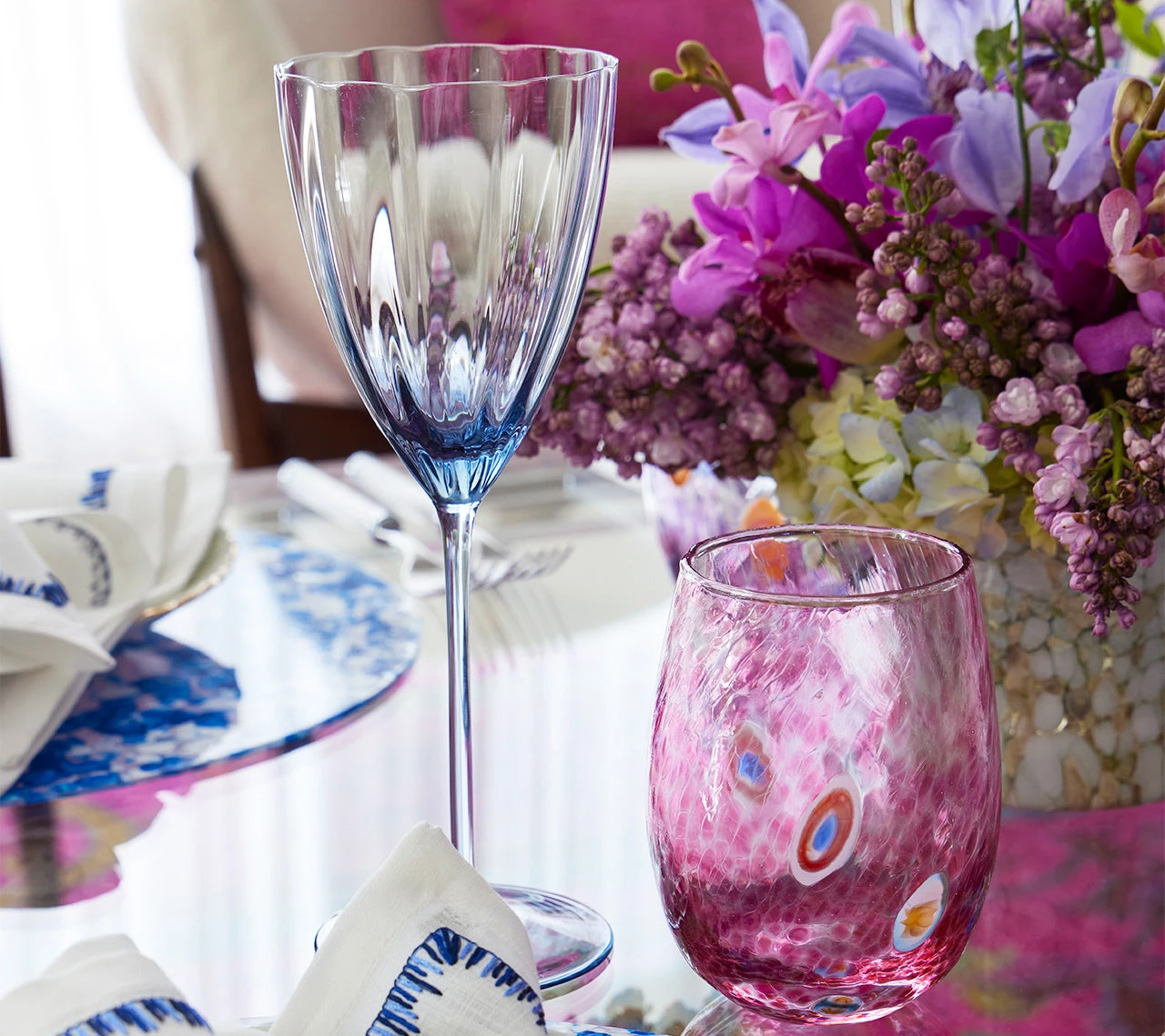 Kim Seybert Glassware Gala Tumbler In Pink, Set Of 4