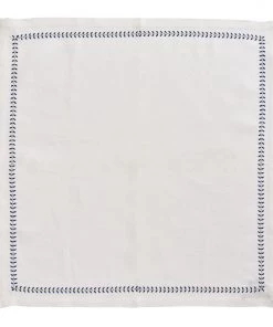 Kim Seybert Napkins Herringbone Napkin In White, Cobalt & Metallic, Set Of 4