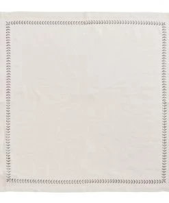 Kim Seybert Herringbone Napkin In White, Gunmetal & Silver, Set Of 4 Napkins
