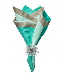 Kim Seybert Napkins Dip Dye Napkin In Mint & Silver, Set Of 4