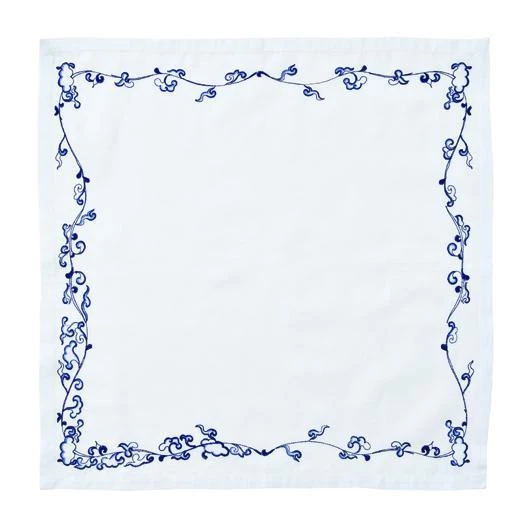 Kim Seybert Napkins Ming Border Napkin In White & Navy, Set Of 4