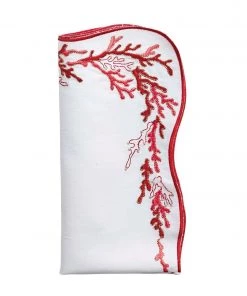 Kim Seybert Reef Napkin In White, Coral & Gold, Set Of 4
