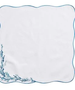 Kim Seybert Napkins Reef Napkin In White, Turquoise & Gold, Set Of 4