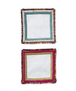 Kim Seybert Spectrum Cocktail Napkins In White & Multi, Set Of 6 In A Gift Box