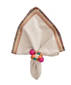 Kim Seybert Spectrum Napkin In Natural & Multi, Set Of 4 Napkins