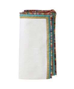 Kim Seybert Spectrum Napkin In White & Multi, Set Of 4 Napkins