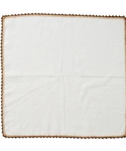 Kim Seybert Knotted Edge Napkin In White, Natural & Brown, Set Of 4 Napkins