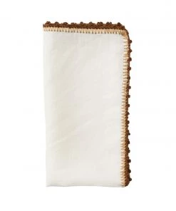Kim Seybert Knotted Edge Napkin In White, Natural & Brown, Set Of 4 Napkins