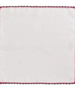 Kim Seybert Napkins Knotted Edge Napkin In White, Navy & Red, Set Of 4