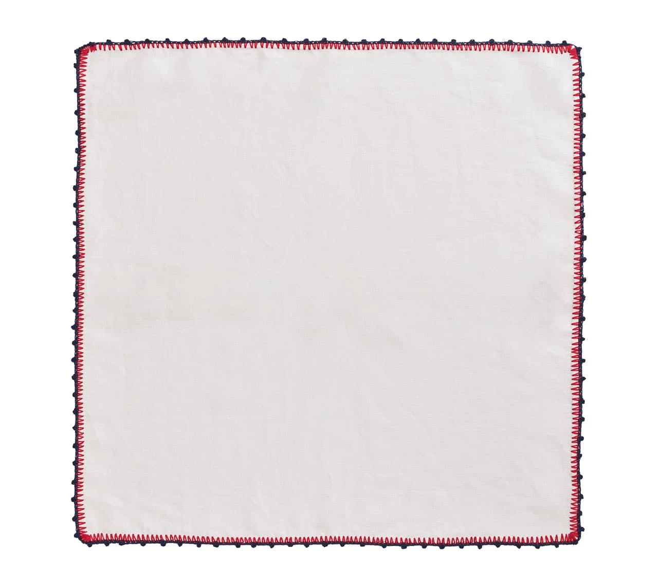 Kim Seybert Napkins Knotted Edge Napkin In White, Navy & Red, Set Of 4