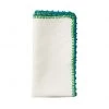 Kim Seybert Napkins Knotted Edge Napkin In White, Turquoise & Green, Set Of 4