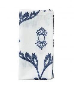 Kim Seybert Napkins Wisteria Napkin In White & Navy, Set Of 4